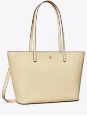Tory Burch Pale Cream Leather Tote with Shoulder Strap